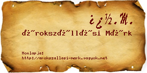 Árokszállási Márk névjegykártya