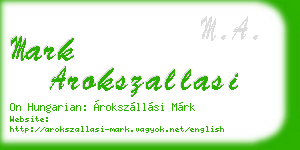 mark arokszallasi business card