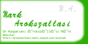mark arokszallasi business card